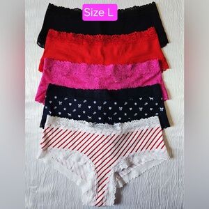 PINK Victoria's Secret Lace Trim Panties in Red and Pink 5 pieces